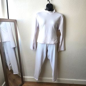 Feathers White Fleece Lined 2 Piece Long Sleeve Pant Set Plus Size 3xl NWT